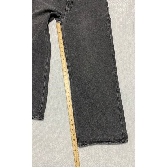 BP Be Responsible Carpenter Jeans High Rise 34 Black Wide Leg Charcoal Wash - Picture 8 of 9